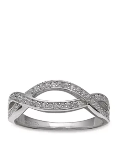 Simply Sterling Pave Cubic Zirconia Cross Over Ring