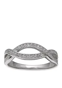 Simply Sterling Pave Cubic Zirconia Cross Over Ring