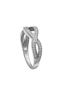 Simply Sterling Pave Cubic Zirconia Cross Over Ring