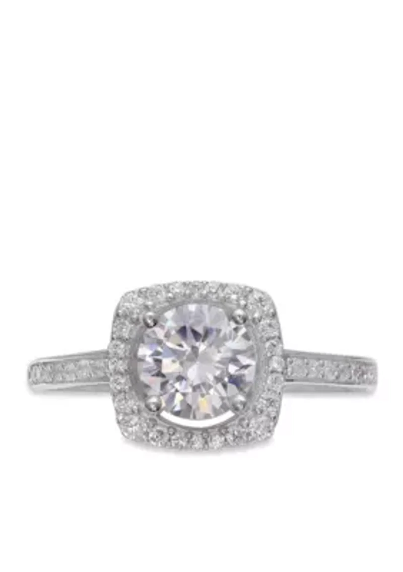 Sterling Silver Square Halo Ring