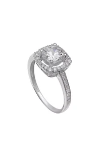 Sterling Silver Square Halo Ring