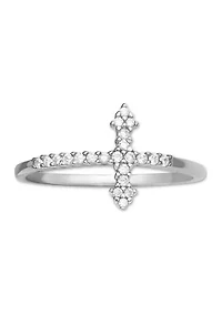 Sterling Silver Crystal Pavé Cross Ring