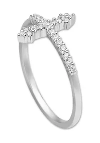 Sterling Silver Crystal Pavé Cross Ring