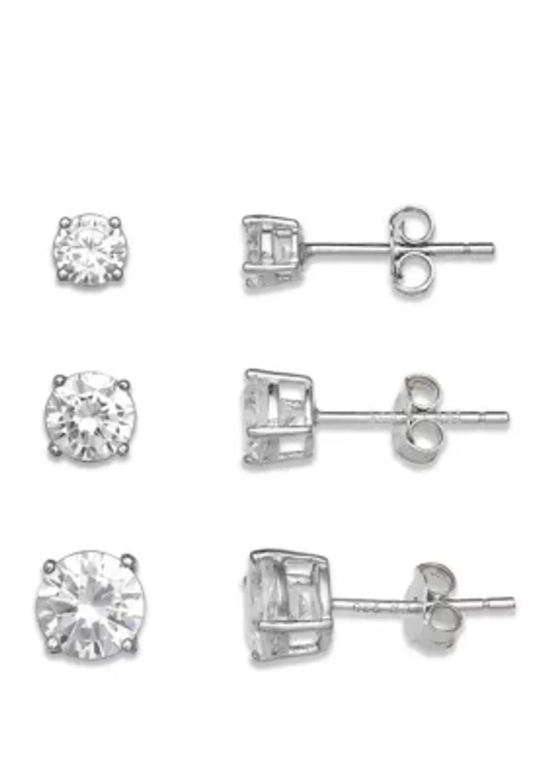Round Cubic Zirconia Stud Earring Set