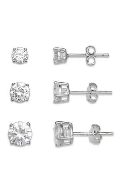 Round Cubic Zirconia Stud Earring Set