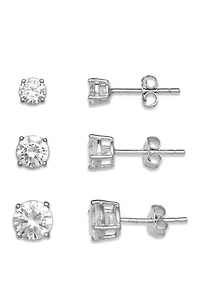 Round Cubic Zirconia Stud Earring Set