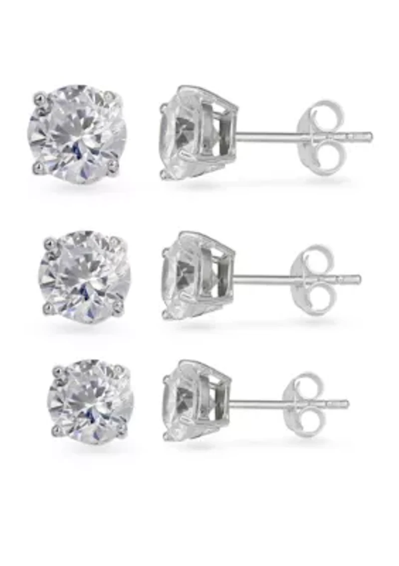 Sterling Silver 3 Pack Stud Earrings