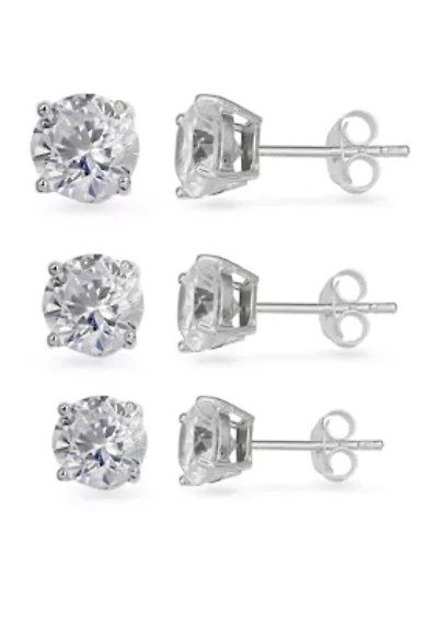 Sterling Silver 3 Pack Stud Earrings
