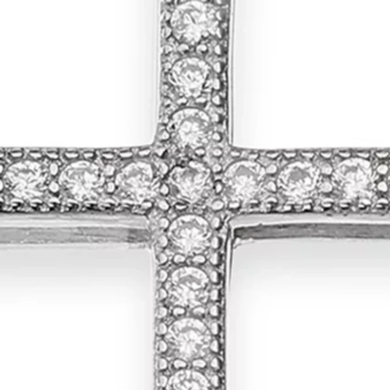 Simply Sterling Silver Cubic Zirconia Stud Earrings & Cross Pendant Necklace Boxed Set