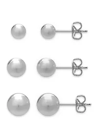 Set of 3 Polished Ball Stud Earrings