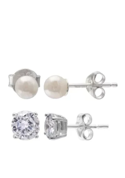 Sterling Silver Duo Set Ball Stud Earrings