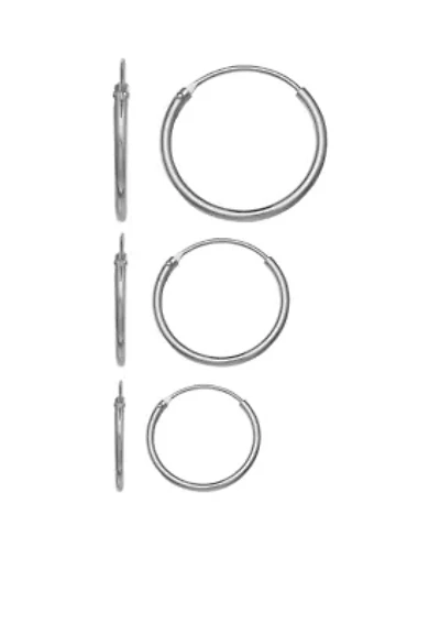 Sterling Silver Trio Set Polished Endless Hoop Earrings