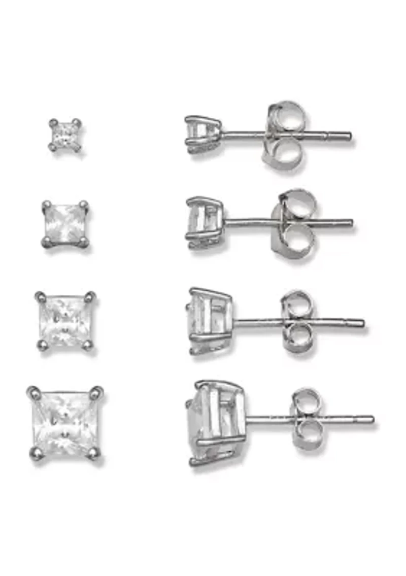Set of 4 2.68 ct. t.w. Cubic Zirconia Stud Earrings