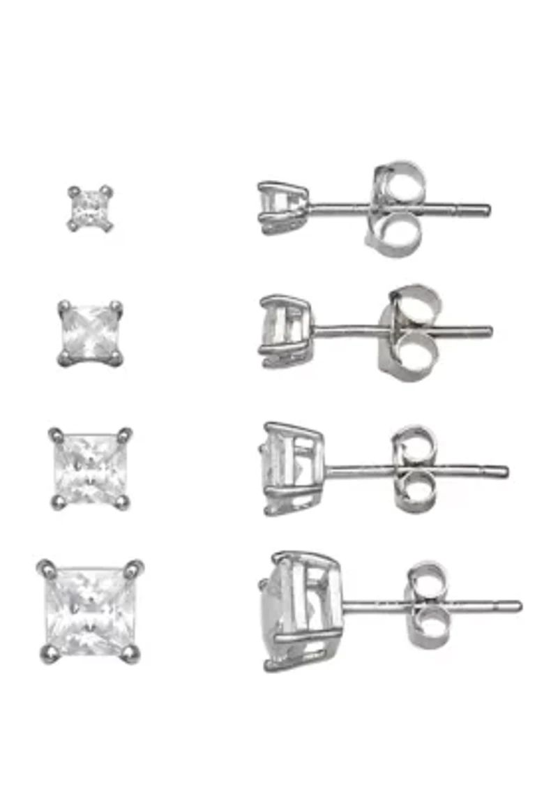 Princess Cubic Zirconia Stud Earring Set