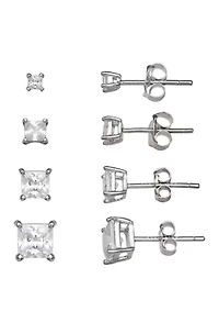 Princess Cubic Zirconia Stud Earring Set