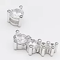 Set of 4 9/10 ct. t.w. Cubic Zirconia Crawler Flower Earrings