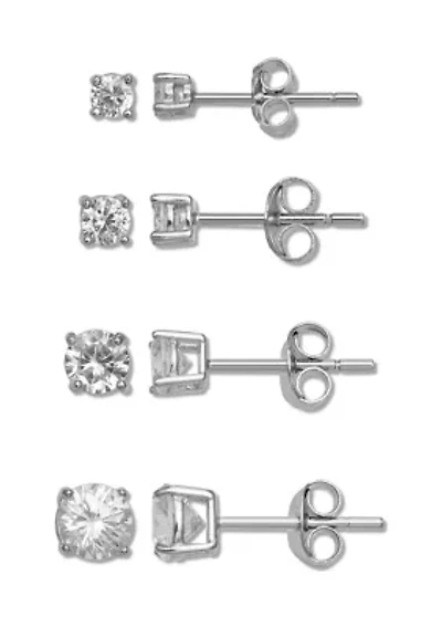  3.1 ct. t.w. Cubic Zirconia Stud Earrings Set 