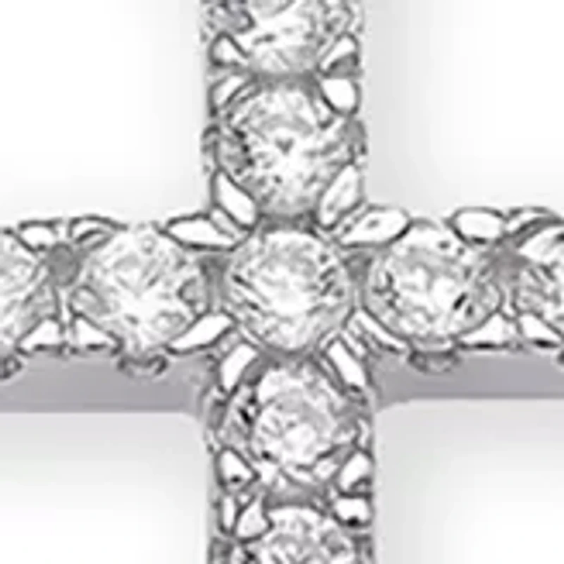 Sterling Silver Cross Pendant Necklace and Earring Set 