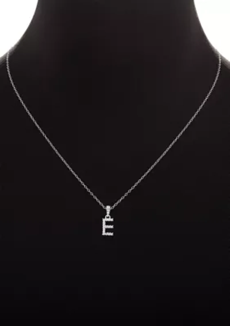 Sterling Silver Cubic Zirconia Initial and Round Earrings Set in Ornament Gift Box
