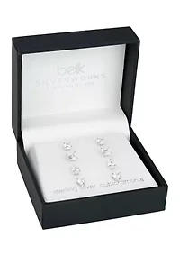 Cubic Zirconia Round Princess Stud Earrings Set 