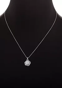 Sterling Silver Cubic Zirconia Pavé Love Knot Stud Earrings & Pendant Necklace Set