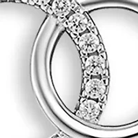 Sterling Silver Round Cubic Zirconia Stud Earrings and Polished Interlocking Circle Necklace Set