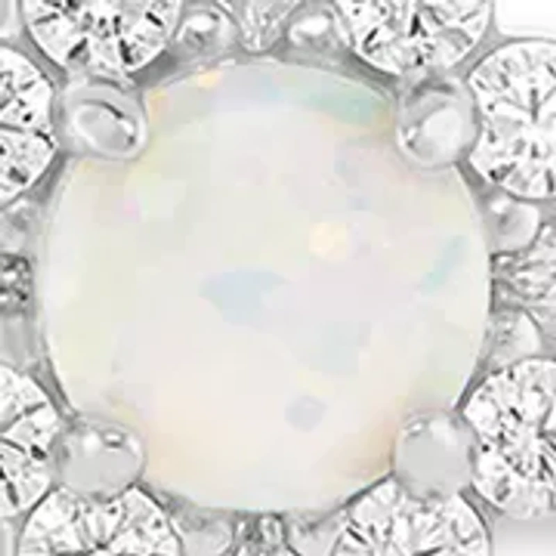 Sterling Silver CZ Opal Cluster Pendant Necklace with Round CZ Studs Set