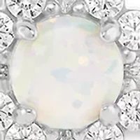 Sterling Silver CZ Opal Cluster Pendant Necklace with Round CZ Studs Set