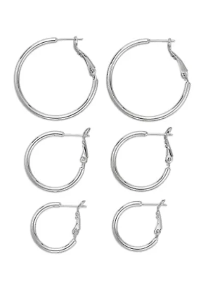 Hinge Post Hoop Earring Set