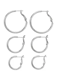 Hinge Post Hoop Earring Set