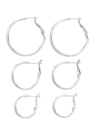 Hinge Post Hoop Earring Set 