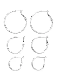 Hinge Post Hoop Earring Set 