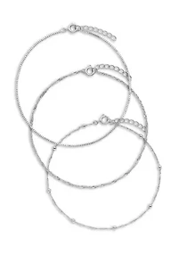 Fine Silver Plated Anklet Trio Set