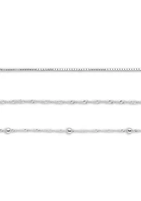 Fine Silver Plated Anklet Trio Set