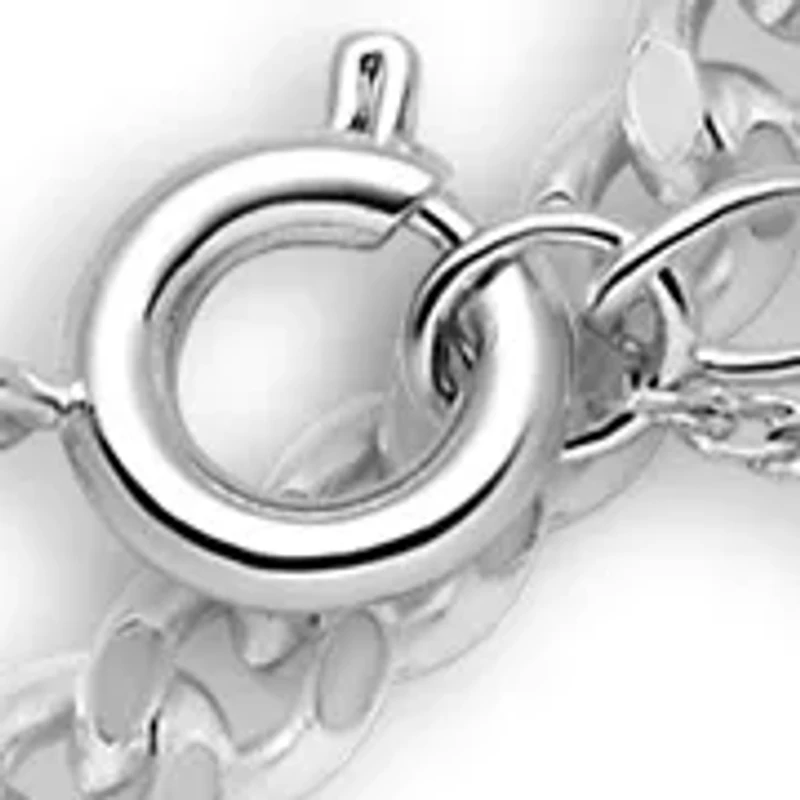 Fine Silver Plated Singapore Bead Station, Rope Chain, Curb Chain Bracelet 