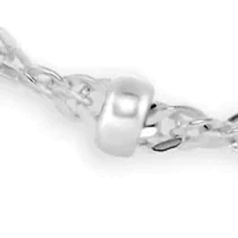 Fine Silver Plated Polished Hoop & Beaded Singapore Double Layered Necklace Set