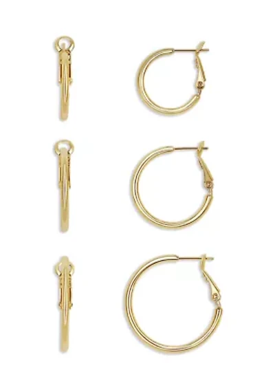 Plated Hoop Earrings - Set of 3