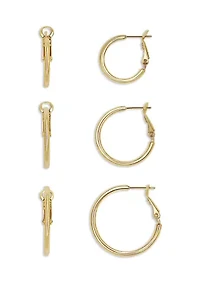 Plated Hoop Earrings - Set of 3