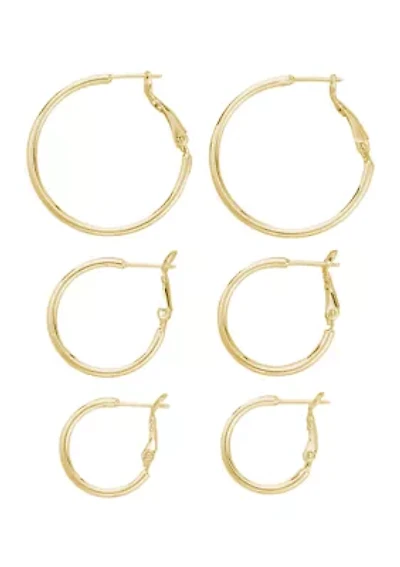 Set of 3 Hinge Post Hoop Earrings
