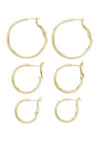 Set of 3 Hinge Post Hoop Earrings