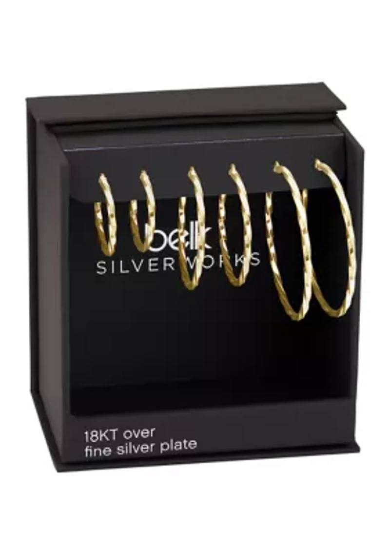 Plated Twisted Hoop Earring Set
