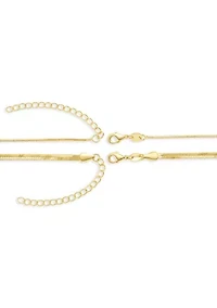 Plated Herringbone and Square Snake Chain Duo Necklace Set