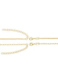 Gold Plated Baby Curb & Paperclip Chain Duo Necklace Set