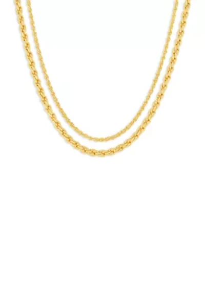 Plated Double Rope Chain Necklace Set