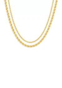 Plated Double Rope Chain Necklace Set