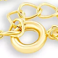 Gold Flash Plated Bead Station, Figaro, & Cubic Zirconia Bracelet Set