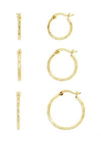 Fine Plated Diamond Cut Hoop Earrings Set
