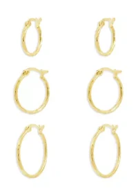 Fine Plated Diamond Cut Hoop Earrings Set