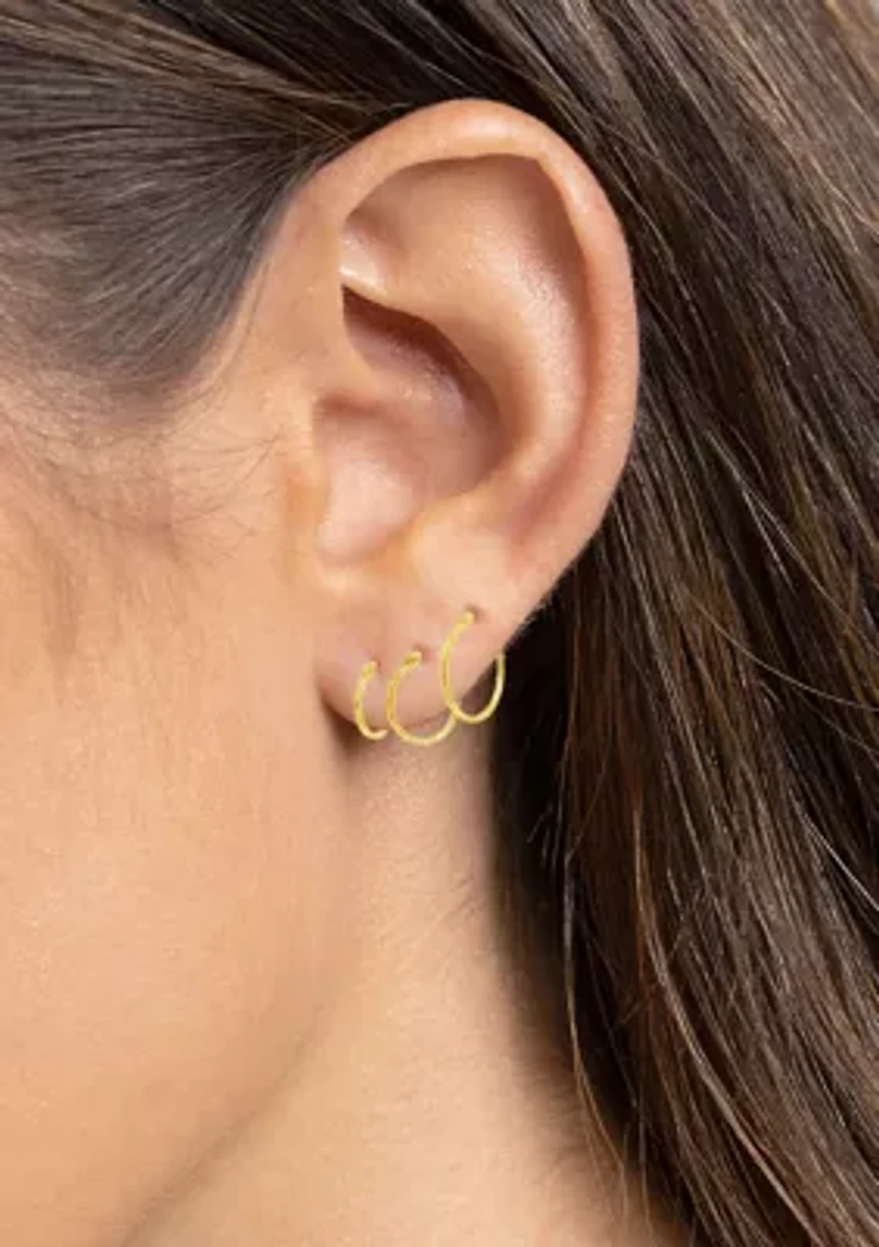 Fine Plated Diamond Cut Hoop Earrings Set