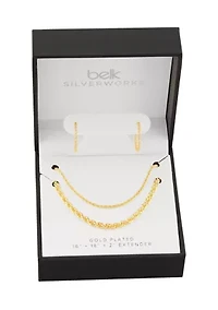 Fine Plated Rope Hoop & Double Layered Necklace Set